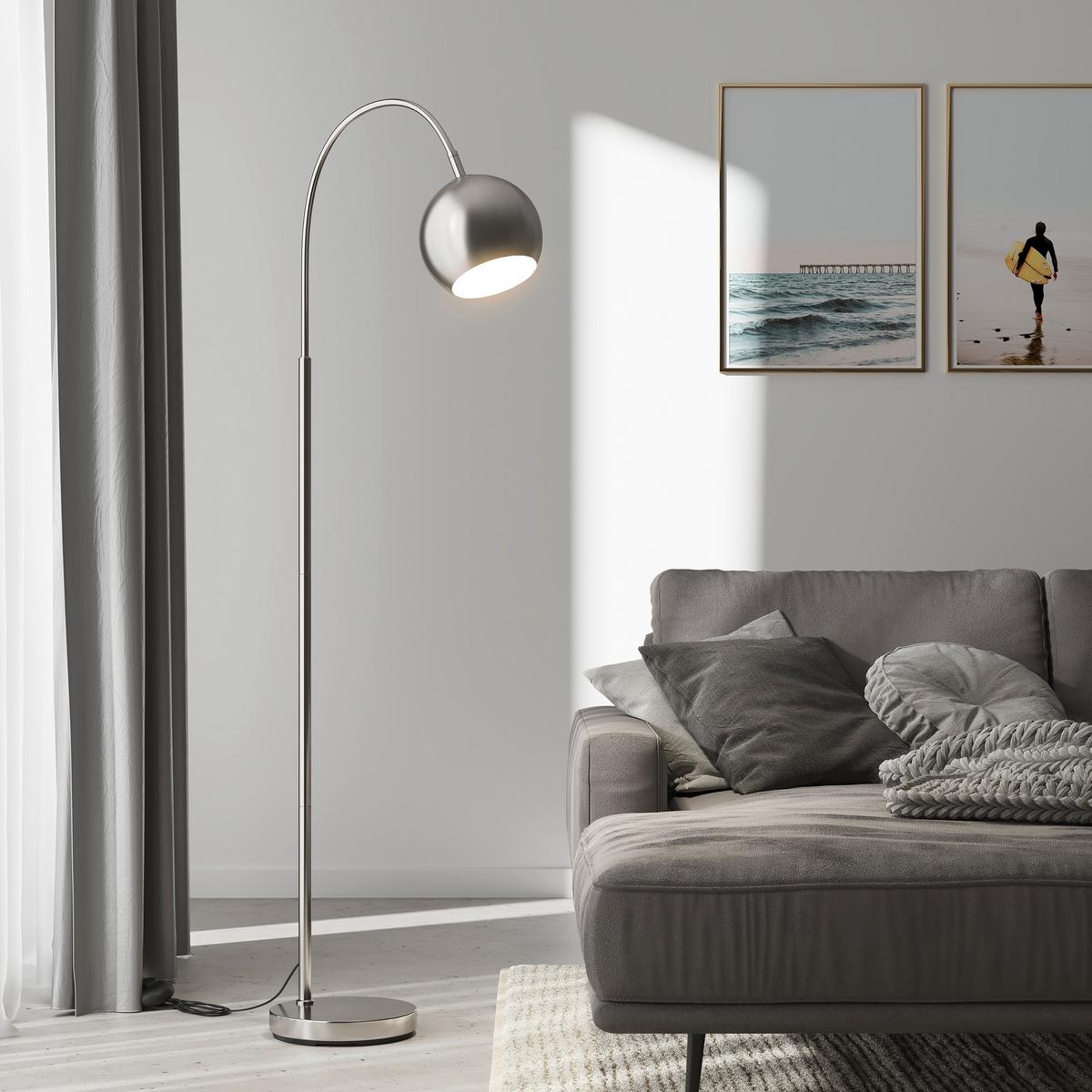 LAMPA STOJĄCA 24779N BENNO - biały/kolor niklowy, Basics, tworzywo sztuczne/metal (46/25/150cm) - Globo