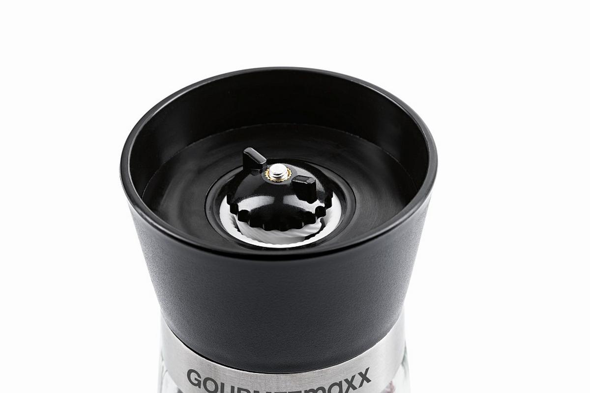 MŁYNEK DO SOLI I PIEPRZU 14343 - czarny, Basics, tworzywo sztuczne/szkło (6,5/13cm) - GOURMETMAXX
