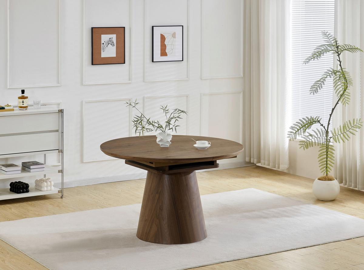 Raztegljiva Miza Sundsvall, Barva Oreha, 120-160x120 - barva oreha, Moderno, leseni material/les (120-160/120/76cm) - P & B