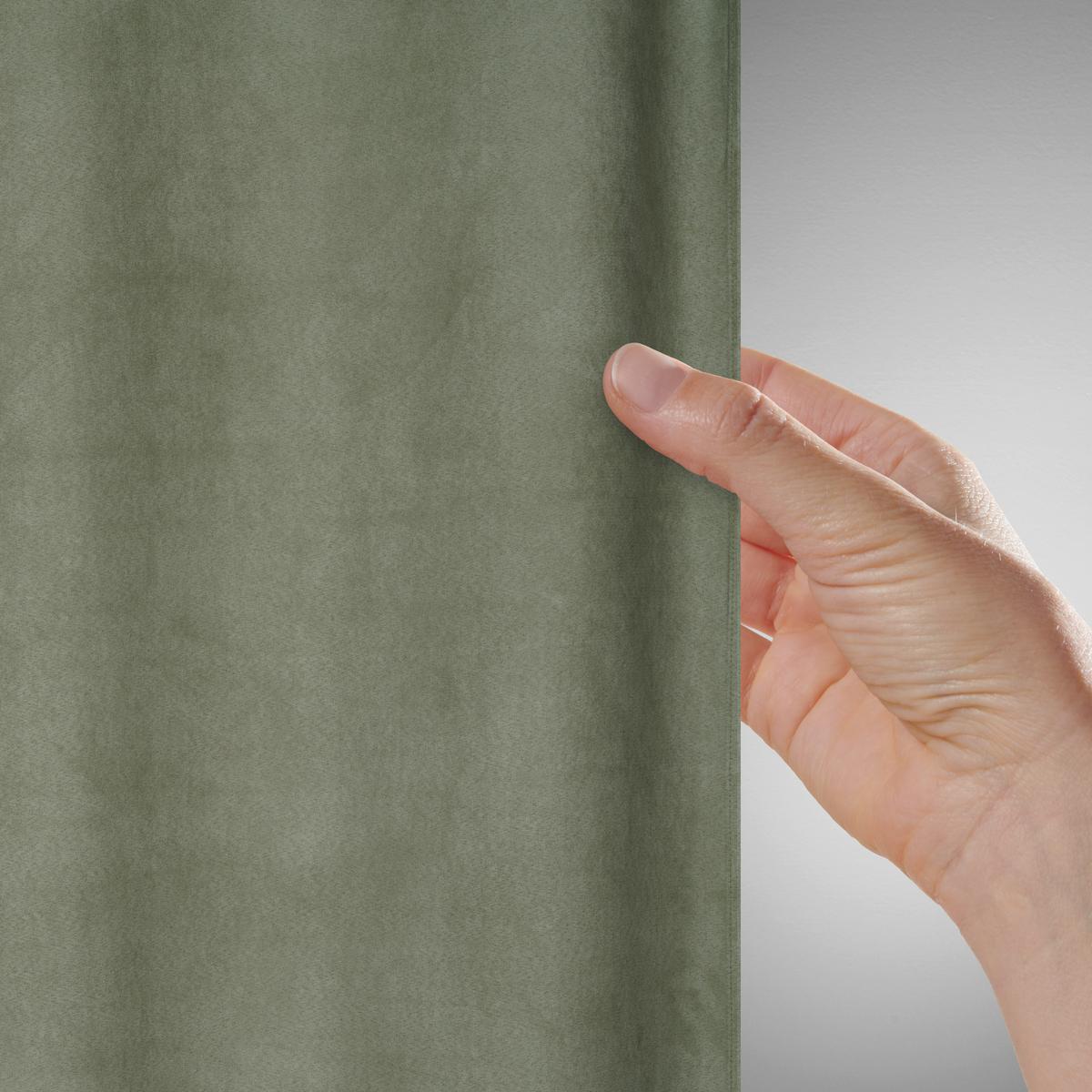 Ösenvorhang Velours in Grün ca. 140x245cm - Grün, KONVENTIONELL, Textil (140/245cm) - Modern Living