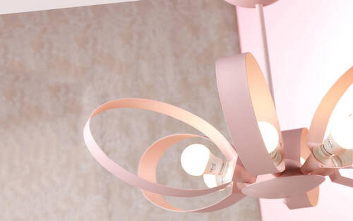 Kronleuchter Serena Pink max. 6 Watt - Pink, Design, Metall (65/110cm)