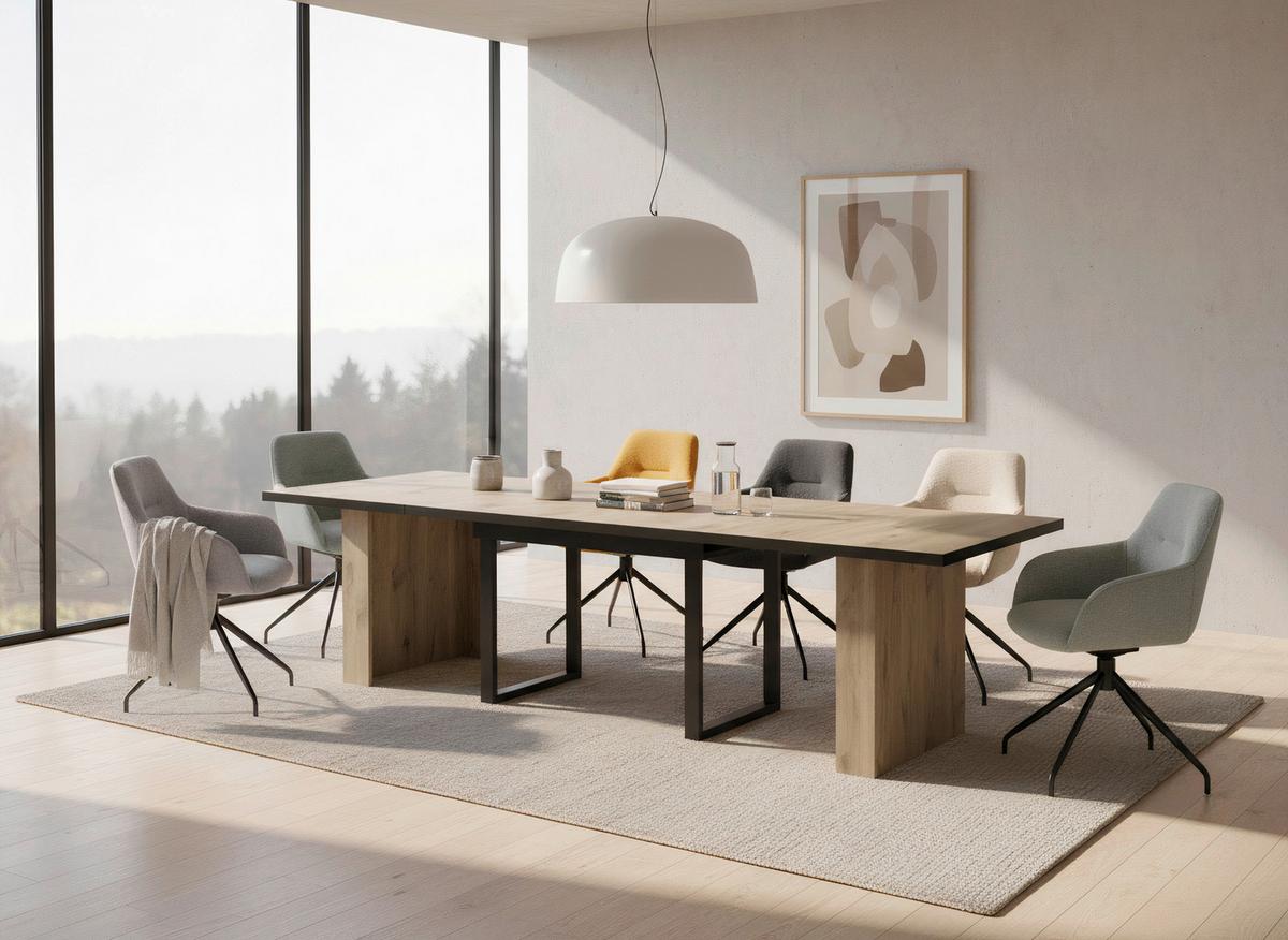 ARMLEHNSTUHL-SET TRIEST S 2ER-SET - Beige/Schwarz, MODERN, Textil/Metall (56/83/60cm) - MID.YOU