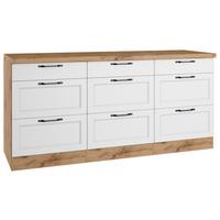 Küchenunterschrank Meran ca. 180x86 cm Weiß/Eiche - Eiche Wotan/Schwarz, LIFESTYLE, Holzwerkstoff/Metall (180/86/60cm) - Held