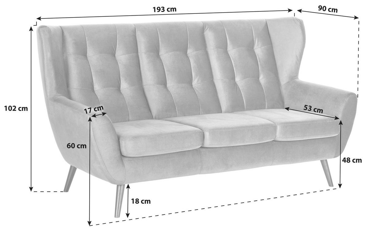 Canapea cu 3 locuri LAHTI - măsliniu, Modern, lemn/textil (193/102/90cm) - Luca Bessoni