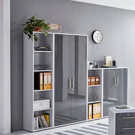 Aktenschrank Office Edition Sw Set 4 Grau - Anthrazit Hochglanz/Grau, MODERN, Holzwerkstoff (257/186/33cm) - MID.YOU