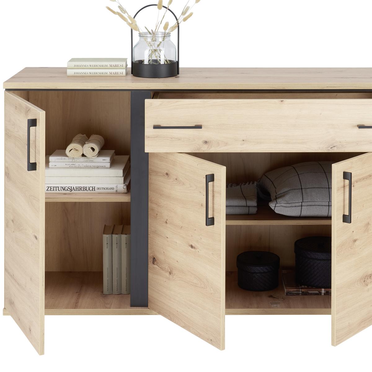 Comodă cu uși NATURE NATK 03 - culoare lemn stejar, Konventionell, material pe bază de lemn (190/84/42cm)