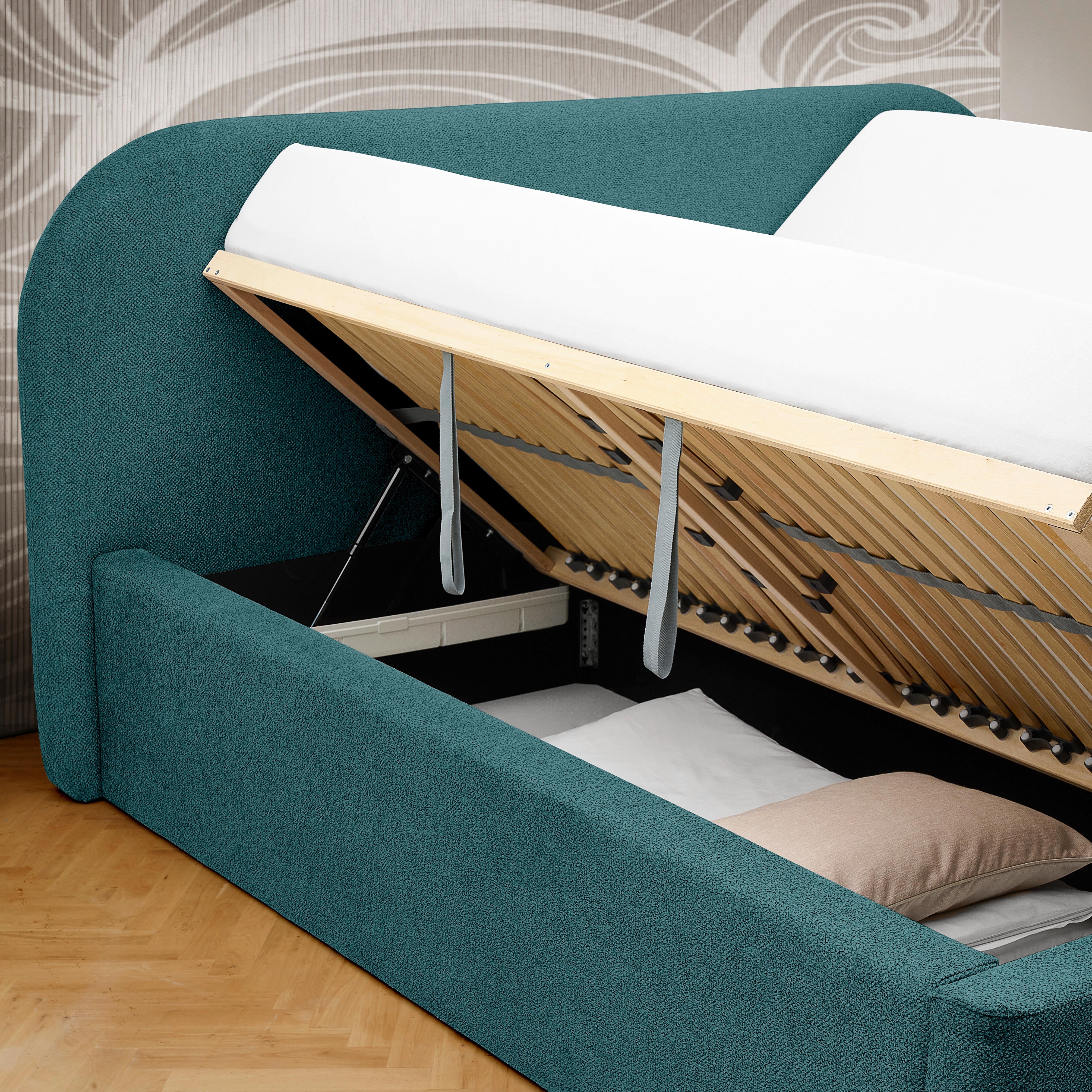 PAT TAPITAT BILBAO STORAGE - petrol, Design, lemn/textil (160/200cm) - Modern Living