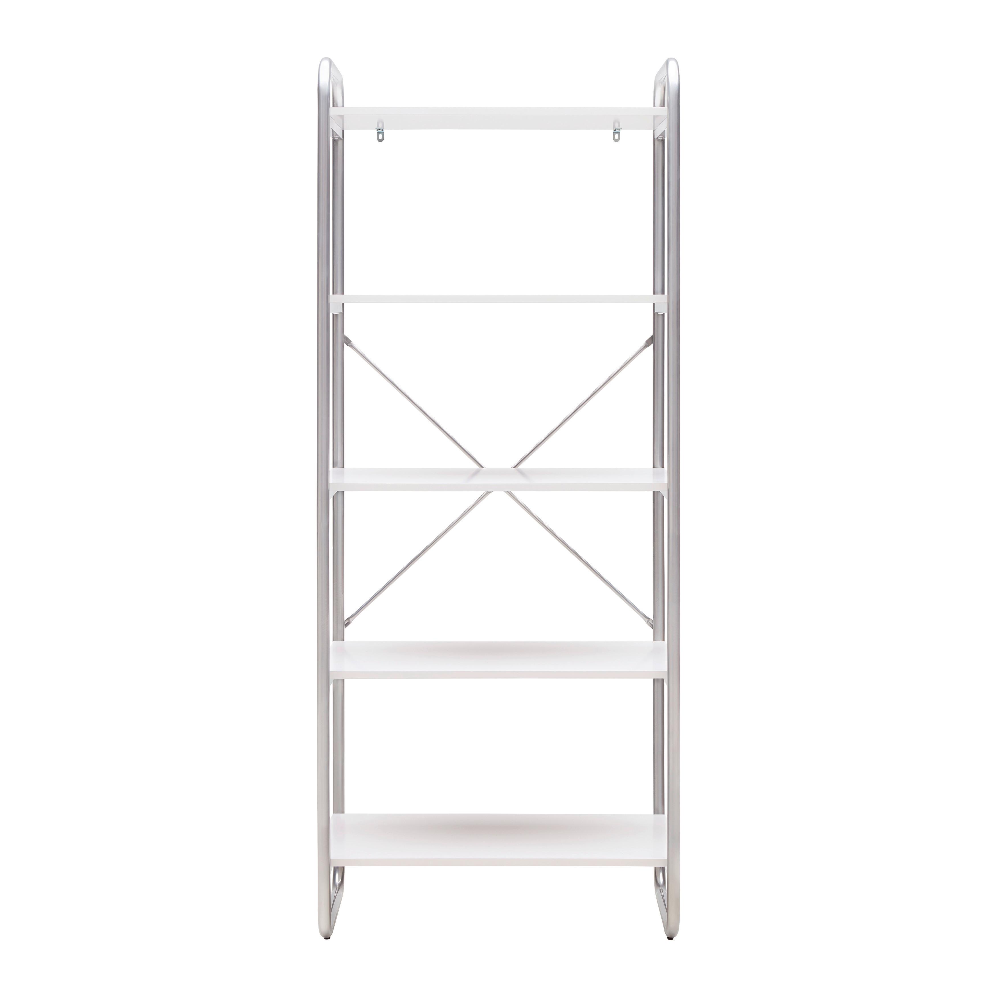 HYLLA ELVA -EXKLUSIV- - vit/silver, Modern, metall/trämaterial (70/173/40cm) - Mömax