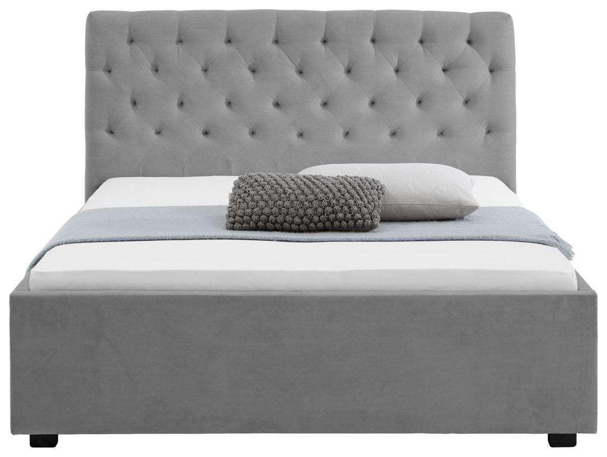Oblazinjena Postelja Miami, Svetlo Siva, 180x200 - črna/svetlo siva, Basics, umetna masa/tekstil (196/120/212cm) - Modern Living