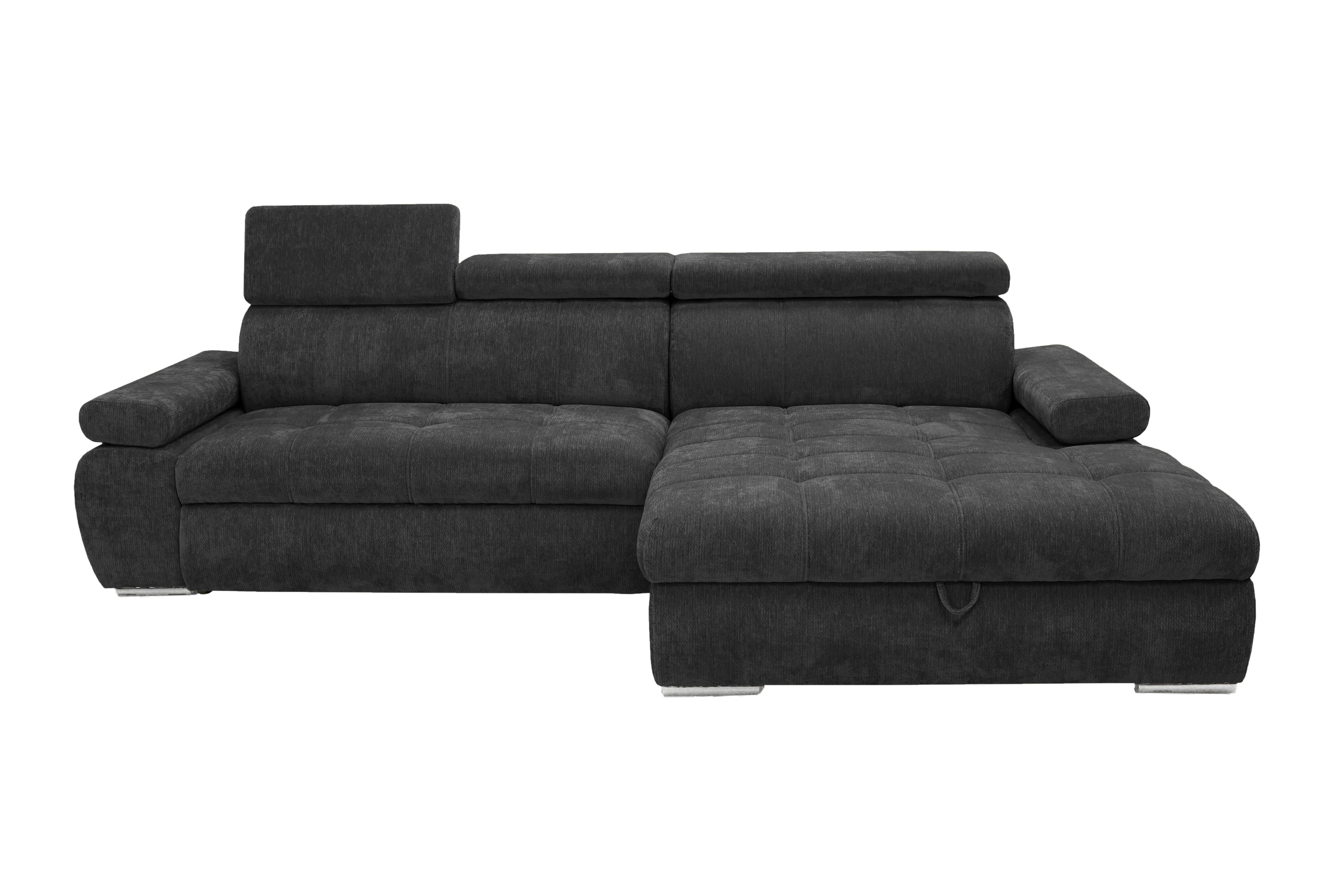 Colțar Vegas - negru, Design, lemn/textil (294/173cm) - Modern Living