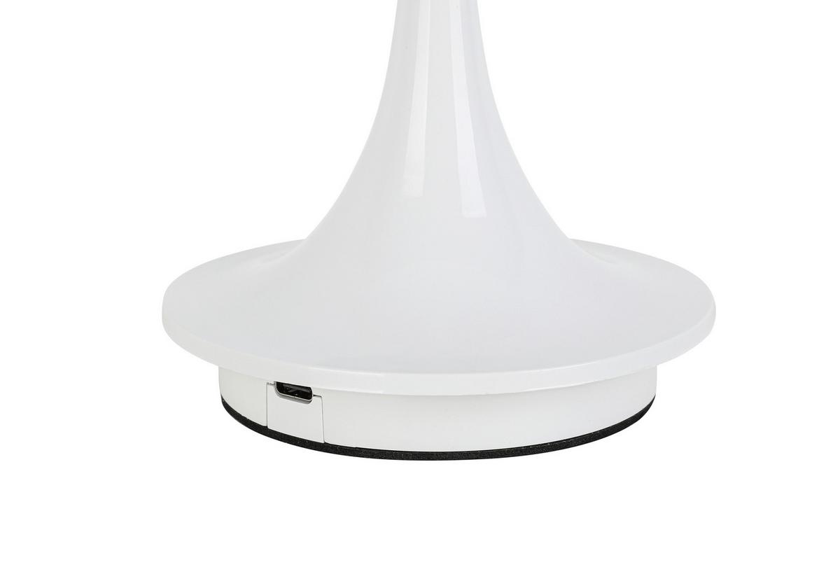 Veioză cu acumulator Retro - alb/culoare crom, Modern, plastic/metal (19,5/24cm) - Mömax