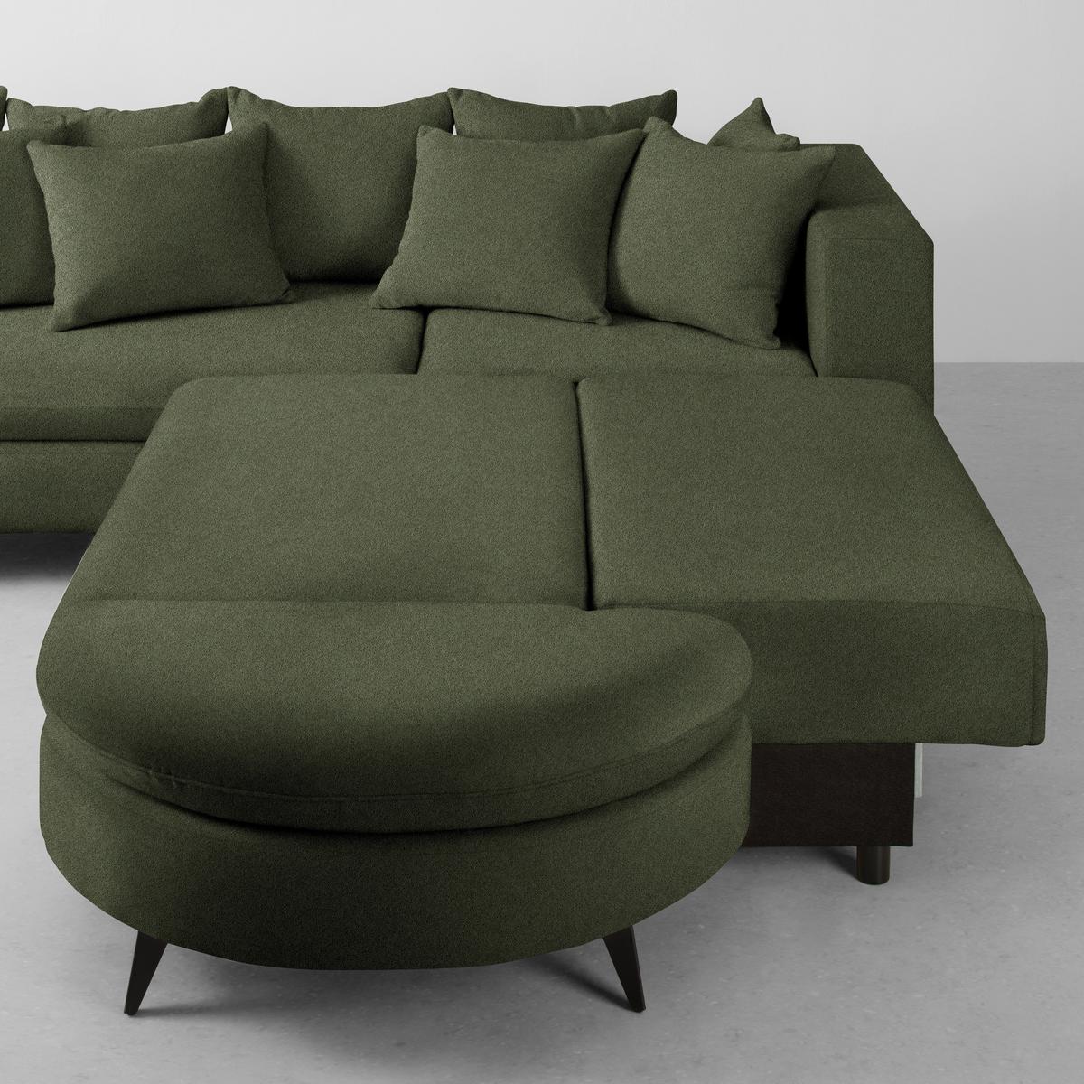 Ecksofa Axel Olivgrün - Schwarz/Olivgrün, MODERN, Textil/Metall (291/87/250cm) - Mömax