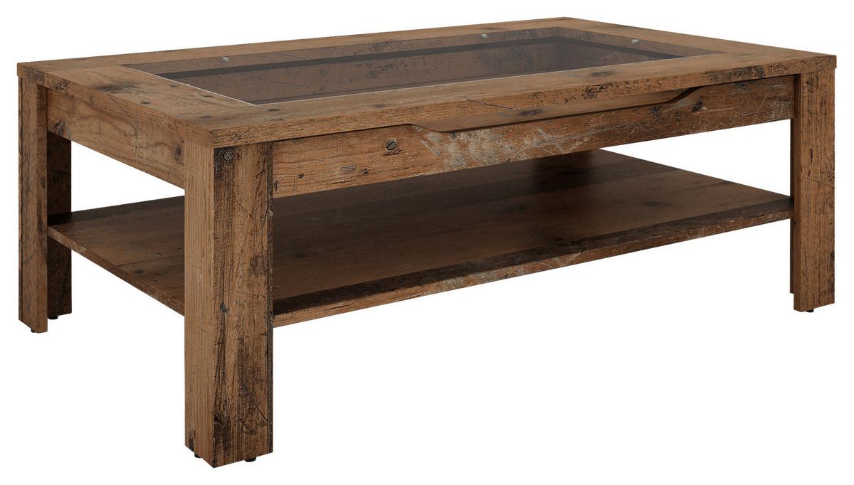 Couchtisch mit Ablagefach Ralph Braun - Anthrazit/Braun, Basics, Glas/Holzwerkstoff (110/67/43cm) - MID.YOU