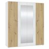 Drehtürenschrank Jan Weiß/Eiche Artisan - Chromfarben/Weiß, KONVENTIONELL, Glas/Holzwerkstoff (180/210/52cm) - Mömax