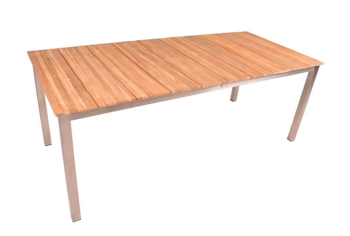 Gartentischgruppe Dallas- Denver Teak 6-tlg. - Silberfarben/Schwarz, Basics, Holz/Kunststoff - Gardenson