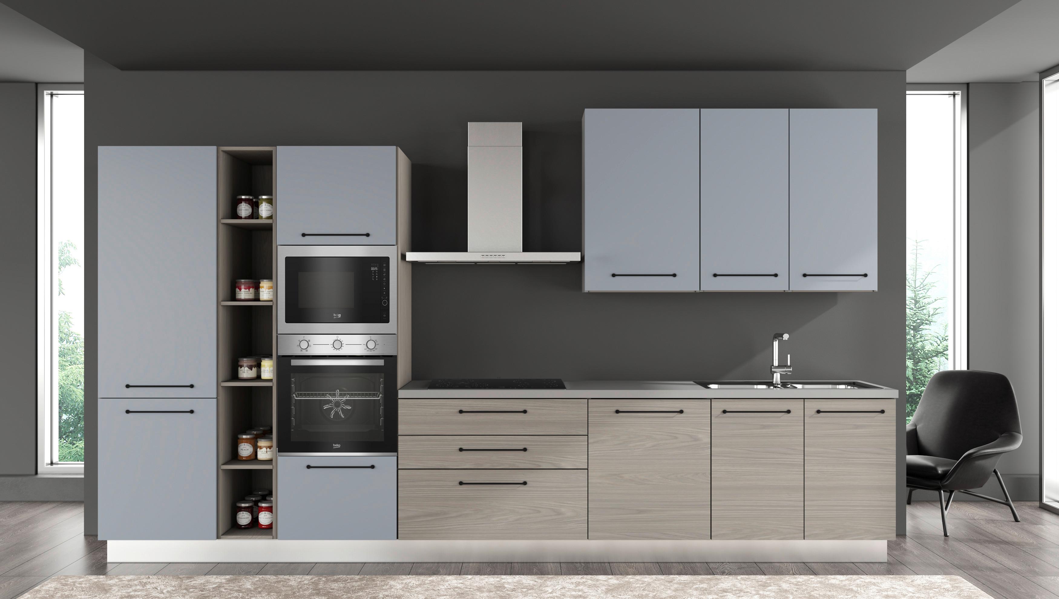 Blok Kuhinja S Aparatima Line 390 - siva/hrast sivi, Konvencionalno, drvo/metal (390/216-240/60cm) - Mömax