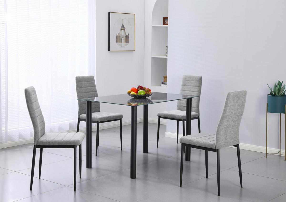 Set cu masă și scaune WELS 1 *PH* - negru/gri, Konventionell, sticlă/metal (120/75/80cm) - Best Price