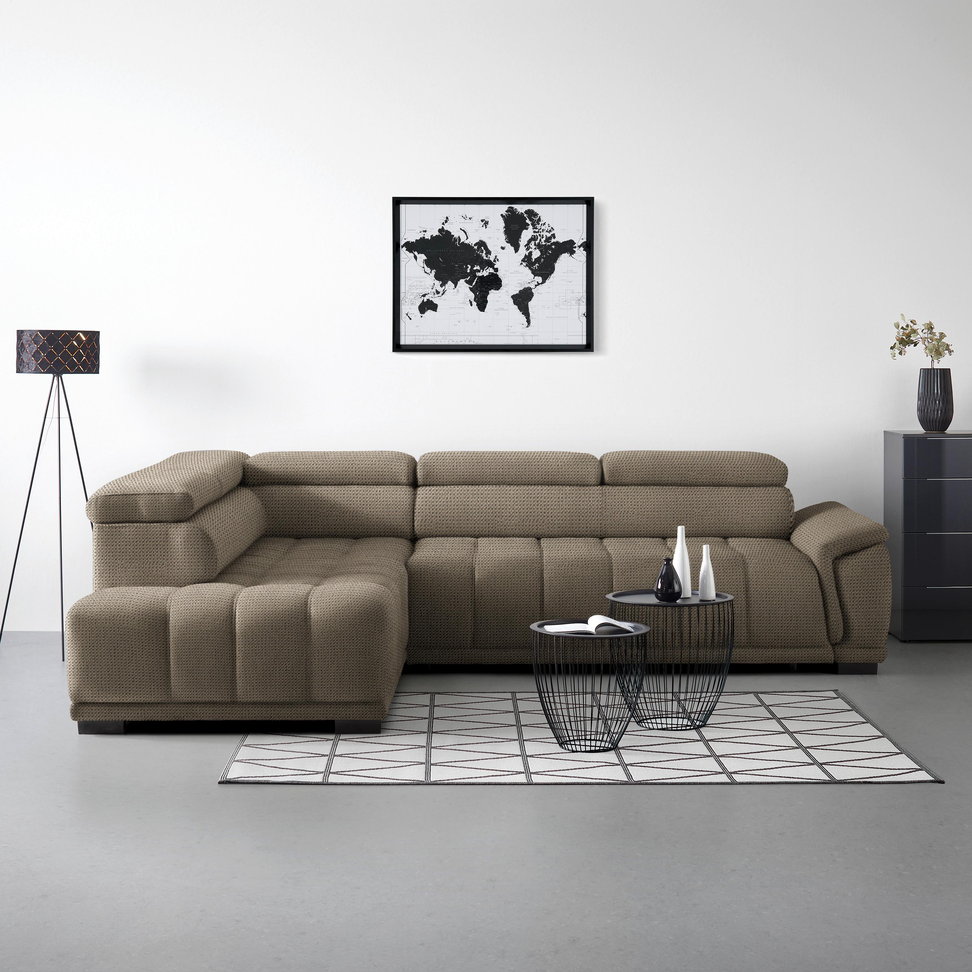 Ecksofa Gremio Links Beige - Beige/Schwarz, MODERN, Kunststoff/Textil (206/283cm) - Premium Living