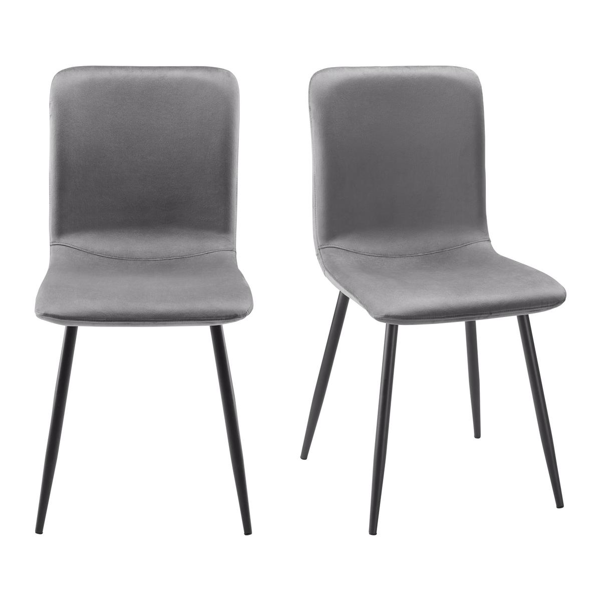 Stuhl "Elif", Samtbezug, grau, Gepolstert - Dunkelgrau/Grau, MODERN, Textil/Metall (43/86/54,5cm) - Bessagi Home