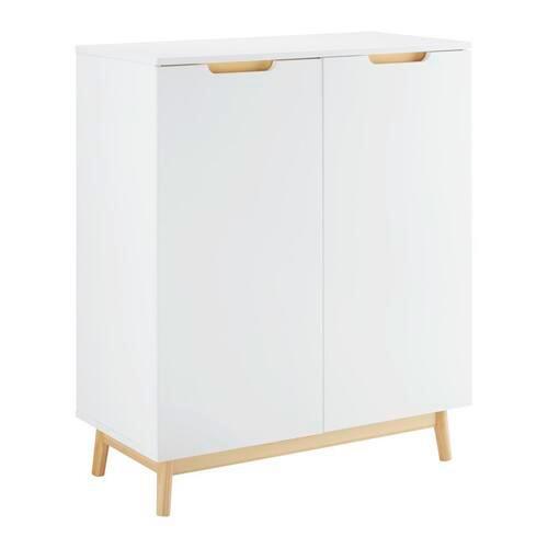 Kommode Nicole Weiß/Kiefer Echtholz/MDF - Weiß/Kieferfarben, MODERN, Holz (80/94,5/38cm) - Bessagi Home