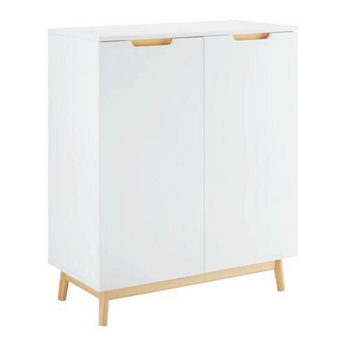 Kommode Nicole Weiß/Kiefer Echtholz/MDF - Weiß/Kieferfarben, MODERN, Holz (80/94,5/38cm) - Bessagi Home