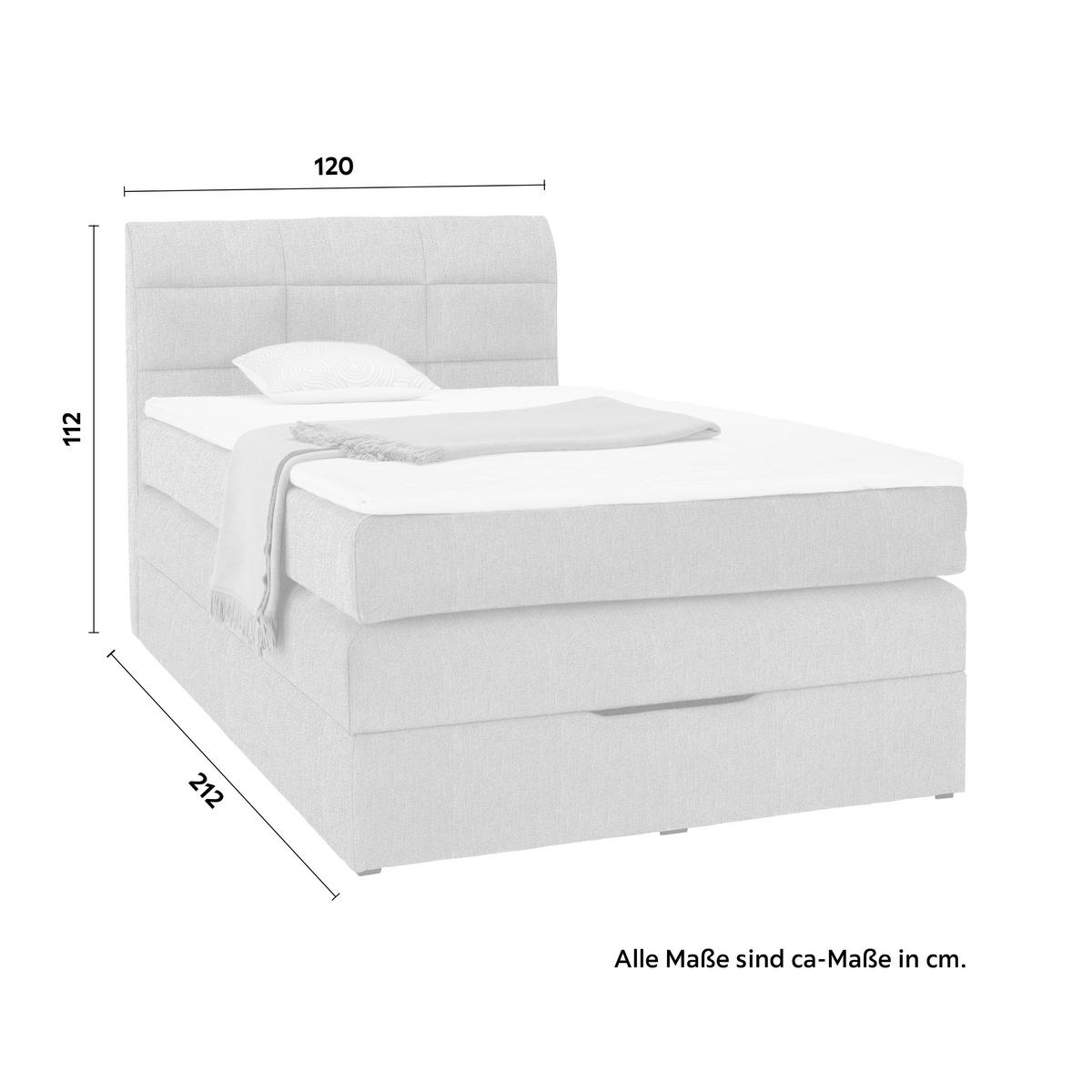 Boxspringbett Runner in Hellgrau ca. 120x200cm - Hellgrau, Textil (120/200cm) - Mömax