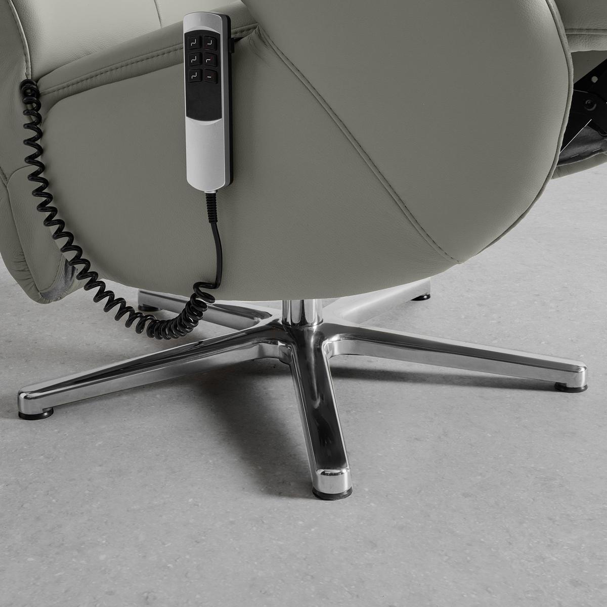 Relaxsessel Sitting 2 Graublau - Chromfarben/Graublau, MODERN, Leder (70/111/80cm) - Premium Living