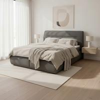Boxspringbett Bella Grau ca. 180x200 cm mit Topper - Schwarz/Grau, MODERN, Holz/Kunststoff (180/200cm) - Bessagi Home