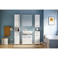 Badezimmer Linus 5-tlg. ca. 120 cm Weiß - Weiß Hochglanz/Silberfarben, MODERN, Glas/Holzwerkstoff (120cm) - MID.YOU