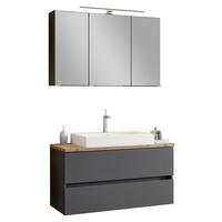 Badezimmer Pienza mit LED ca. 100 cm Grau/Eiche - Eichefarben/Weiß, Basics, Keramik/Holzwerkstoff (100cm) - Held