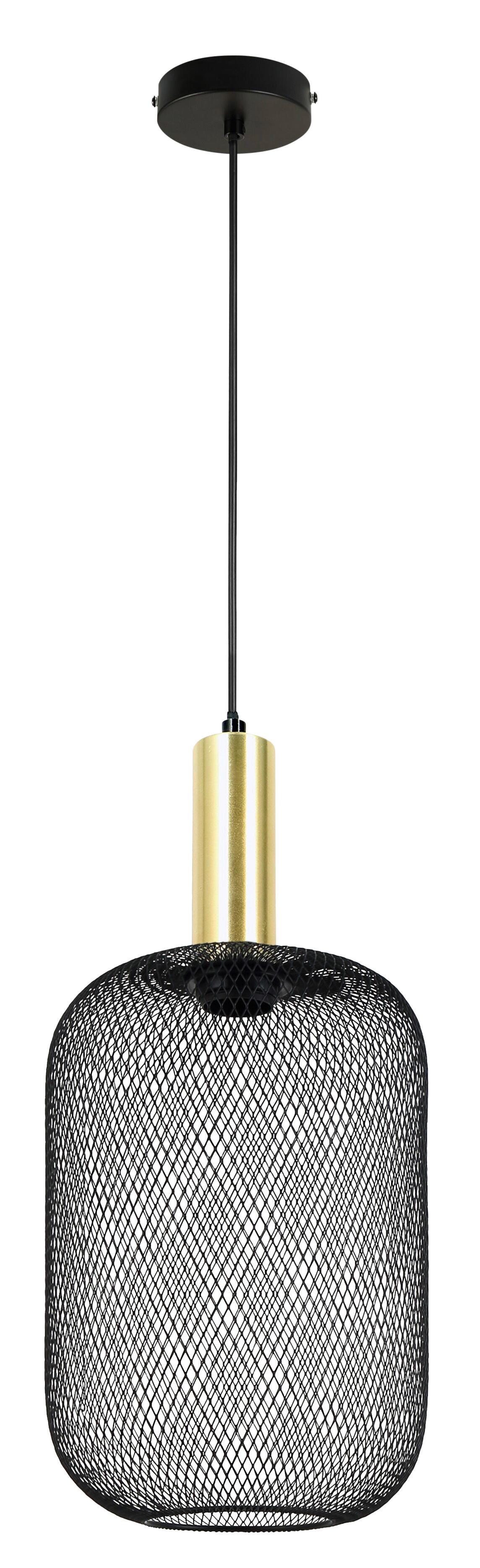 Hängeleuchte Drato Schwarz max. 25 Watt - Goldfarben/Schwarz, MODERN, Metall (20/120cm) - Mömax