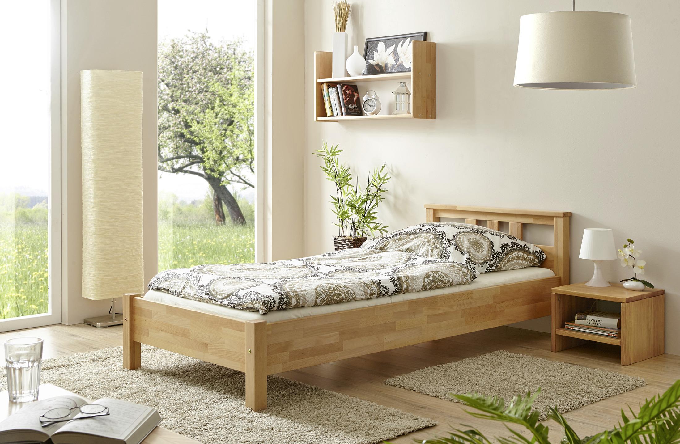 Bett "Merci", aus Buche, buchefarben - Buchefarben, KONVENTIONELL, Holz (100/200cm) - MID.YOU