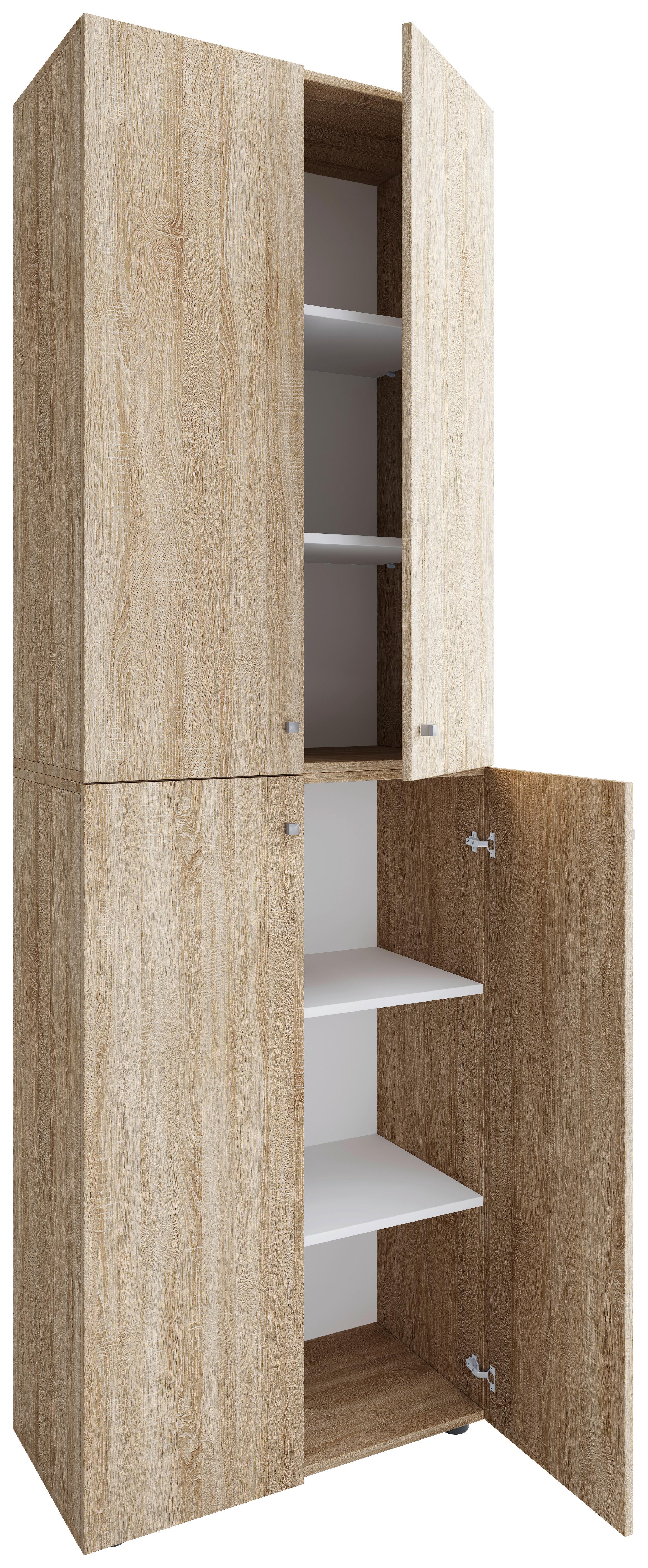 Schuhschrank Lona 2xl Dt - Silberfarben/Schwarz, Design, Holzwerkstoff/Kunststoff (70/220/40cm) - MID.YOU