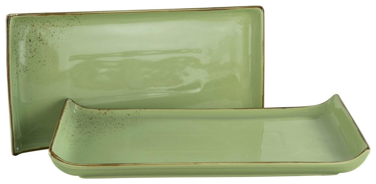 Set Pladnjev Za Serviranje Green, 2-Delni - zelena, Trend, keramika (16,5/33cm) - Creatable