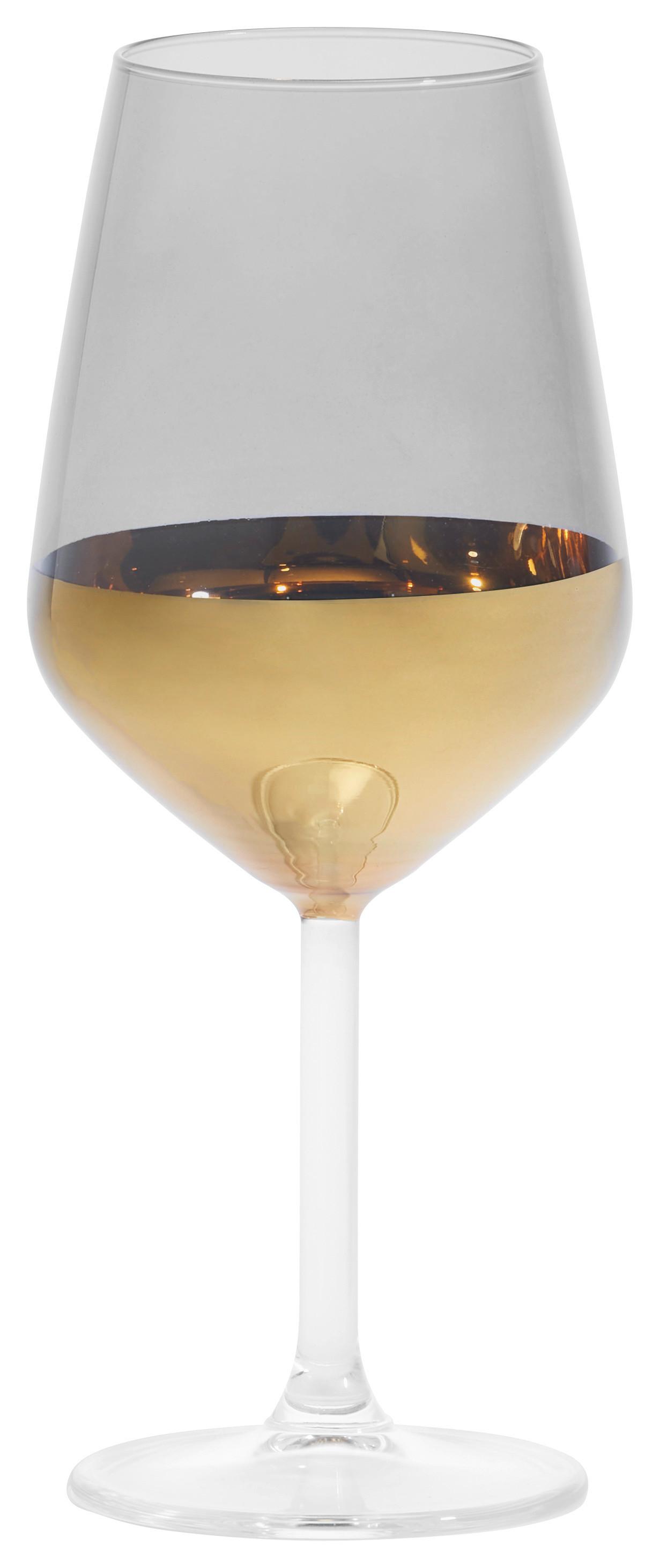 Weinglas Glamour in Schwarz/Goldfarben ca.490ml - Goldfarben/Schwarz, Romantik / Landhaus, Glas (6,4/22cm) - Premium Living