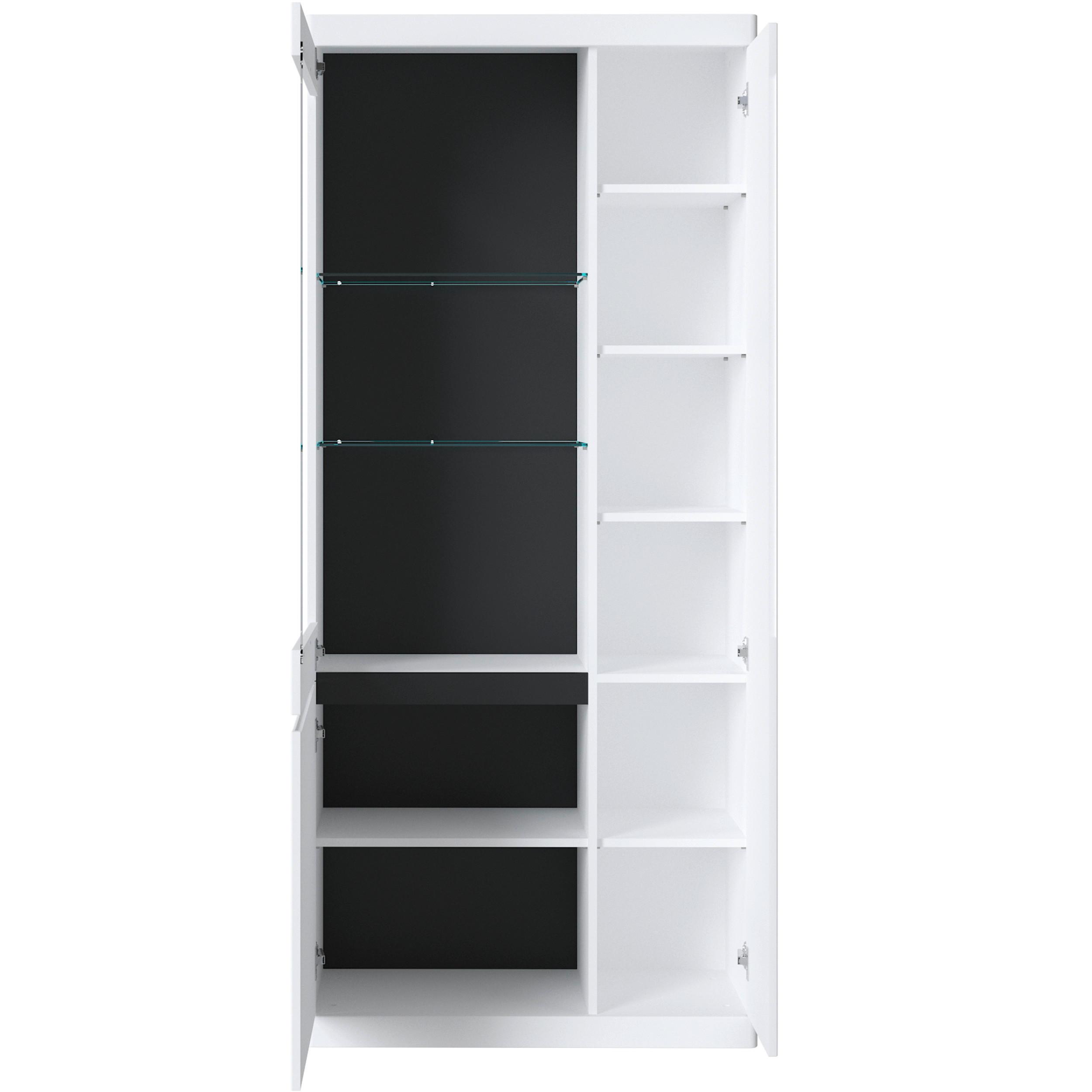 VITRINĂ TURNINO NEO - alb/grafit, Trend, sticlă/material pe bază de lemn (86/196,5/39,9cm) - Modern Living