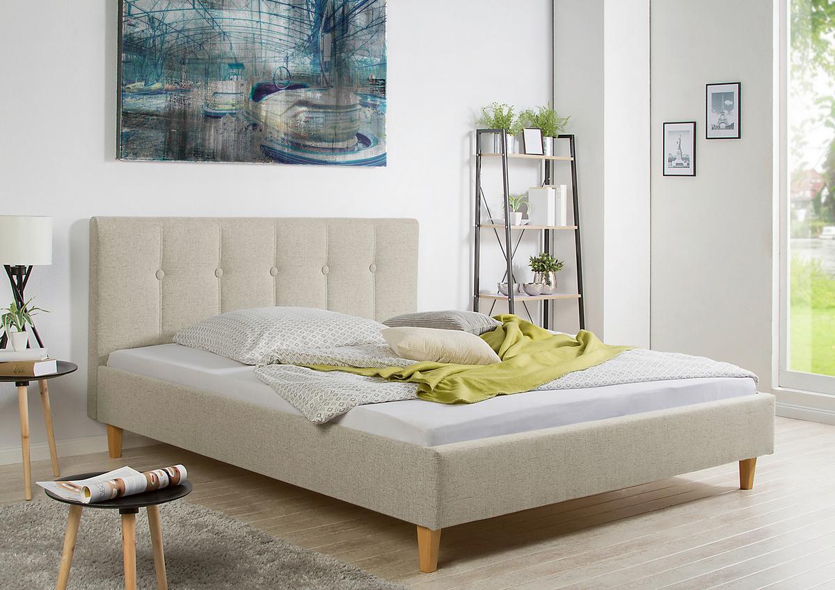 Polsterbett Kenny Beige ca. 200x200 cm - Beige/Naturfarben, MODERN, Holz/Textil (200/200cm) - Livetastic
