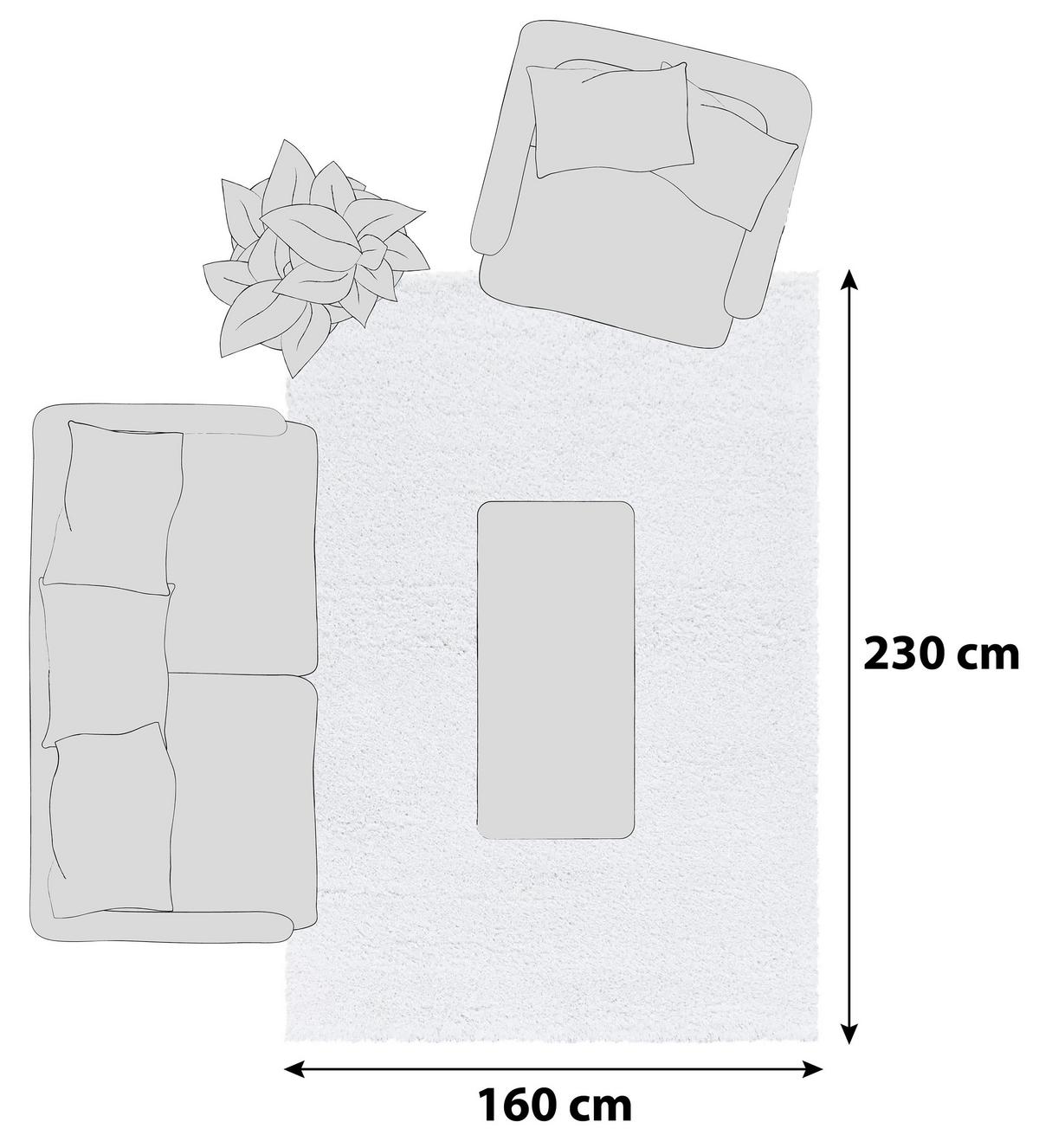 Hochflorteppich Fluffy Weiß ca. 160x230cm - Weiß, Basics, Textil (160/230cm)