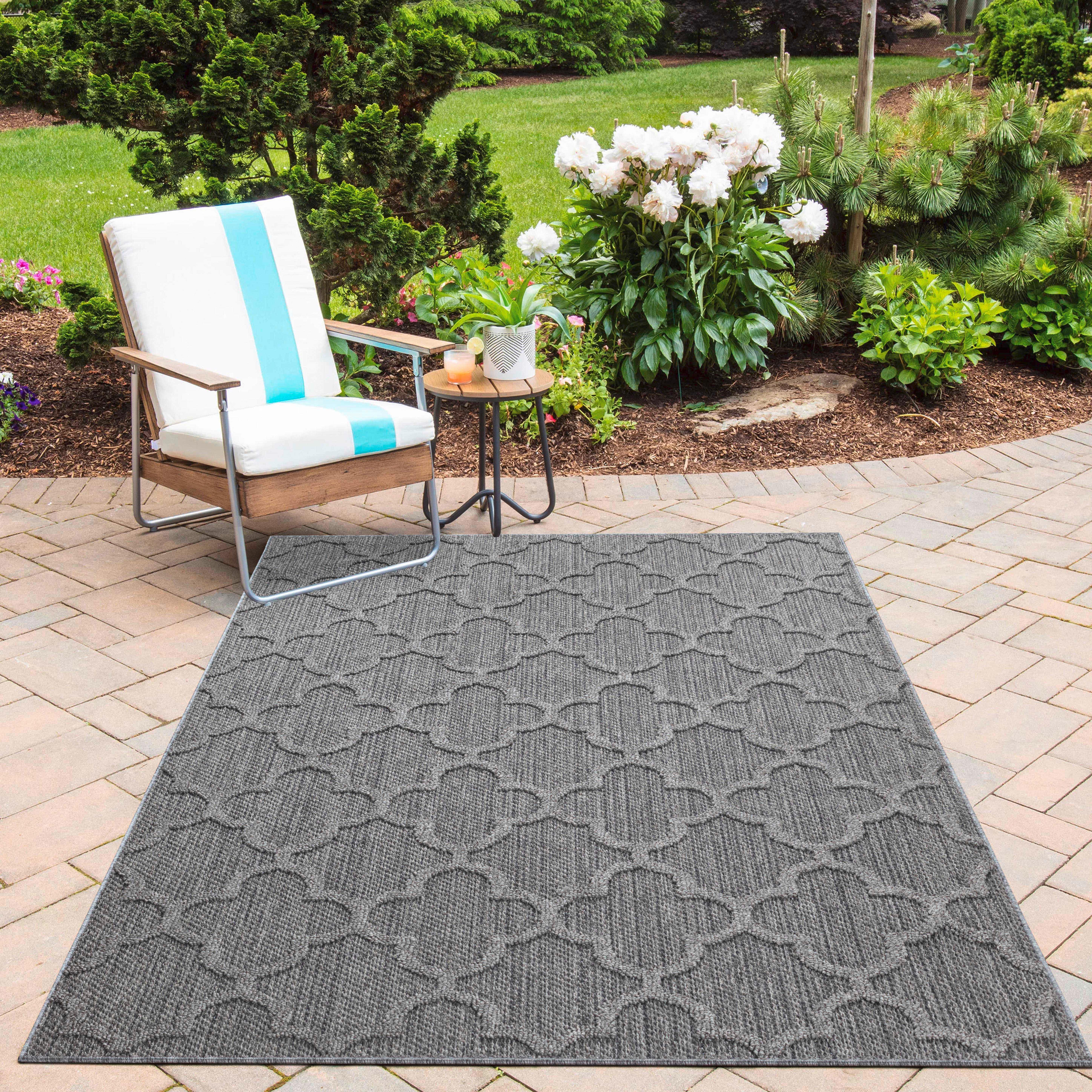 Outdoorteppich Patara Grau ca. 240x340cm - Grau, Design, Textil (240/340cm) - Novel