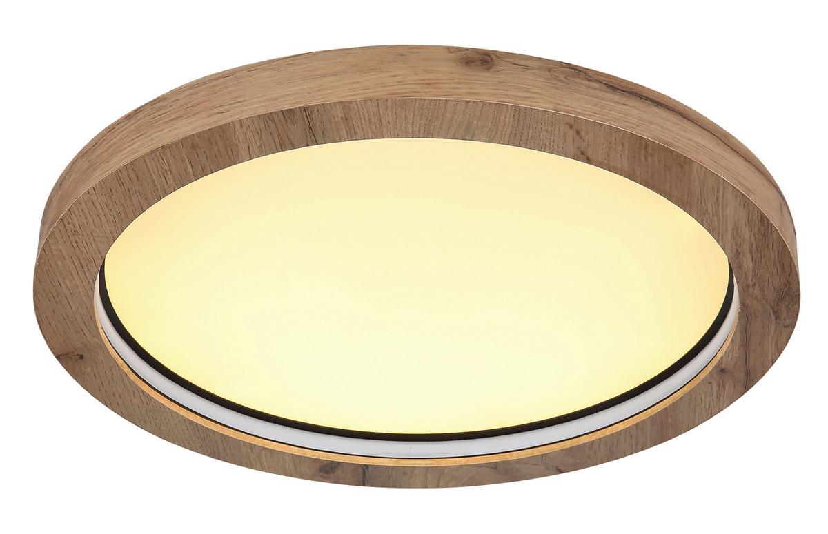 LED-DECKENLEUCHTE 41374-24R - Dunkelbraun/Opal, Natur, Holzwerkstoff/Kunststoff (40/6,5cm) - Globo
