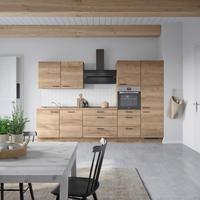 Küchenblock Structura High m. Geräten Eiche dunkel - Eiche dunkel/Schwarz, MODERN, Holzwerkstoff/Metall (330cm) - Nobilia