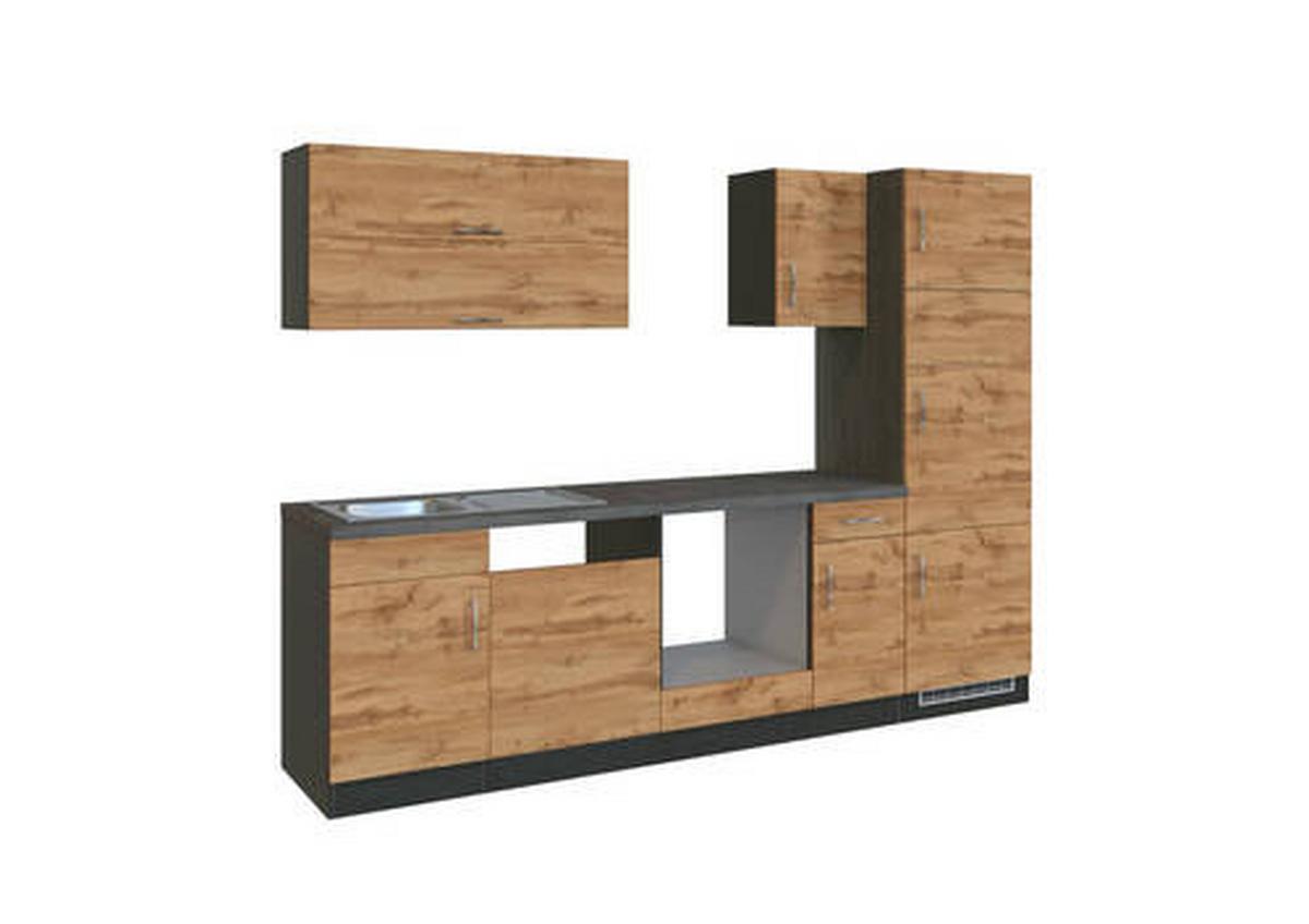Küchenblock Sorrento ohne Geräte ca. 270 cm Eichefarben - Eichefarben/Anthrazit, MODERN, Holzwerkstoff (270/200/60cm) - Held