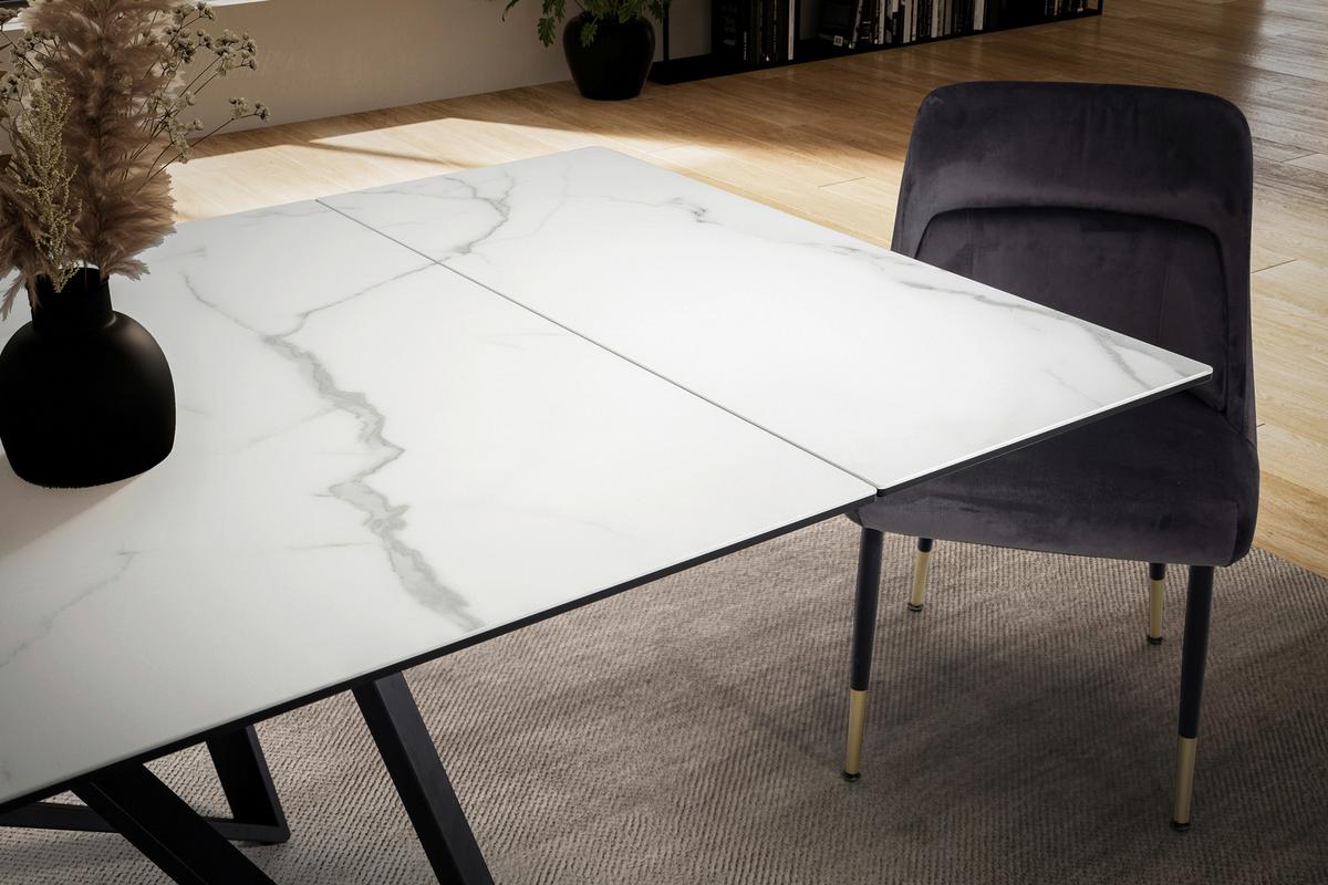 Raztegljiva Jedilna Miza Marble, Keramika, 180-260x95cm - črna/bela, Design, kovina/keramika (180/95/76cm) - MID.YOU