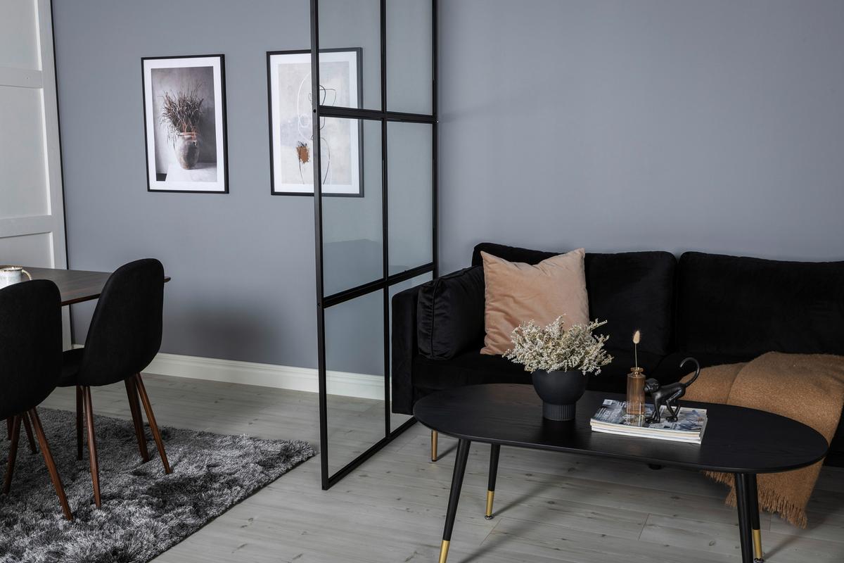 TRENNWAND LEIF - Schwarz, MODERN, Glas/Metall (120/210/2cm) - P & B