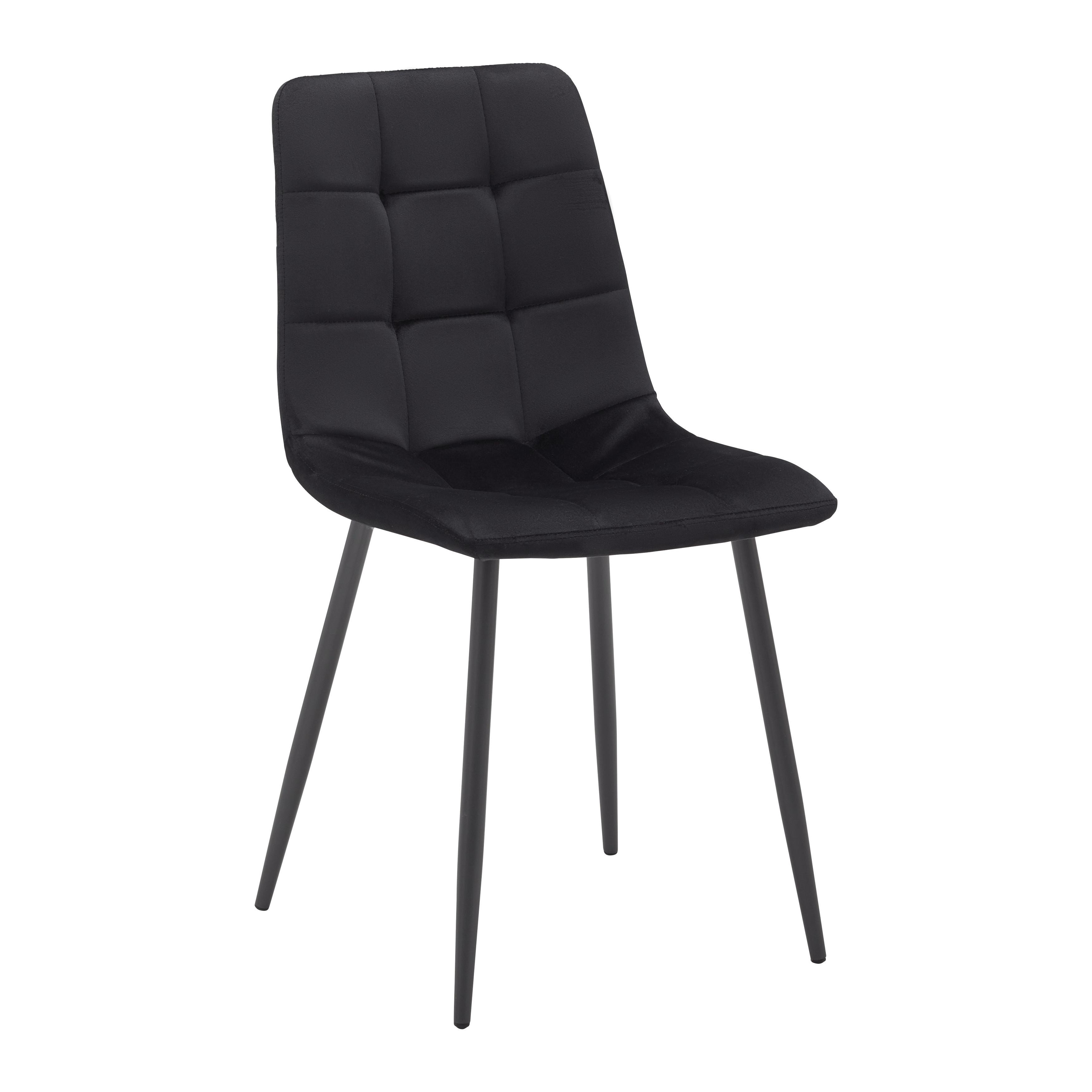 Stuhl Ria Schwarz Samt Gepolstert - Schwarz, MODERN, Holz/Textil (43,5/87/54cm) - Bessagi Home