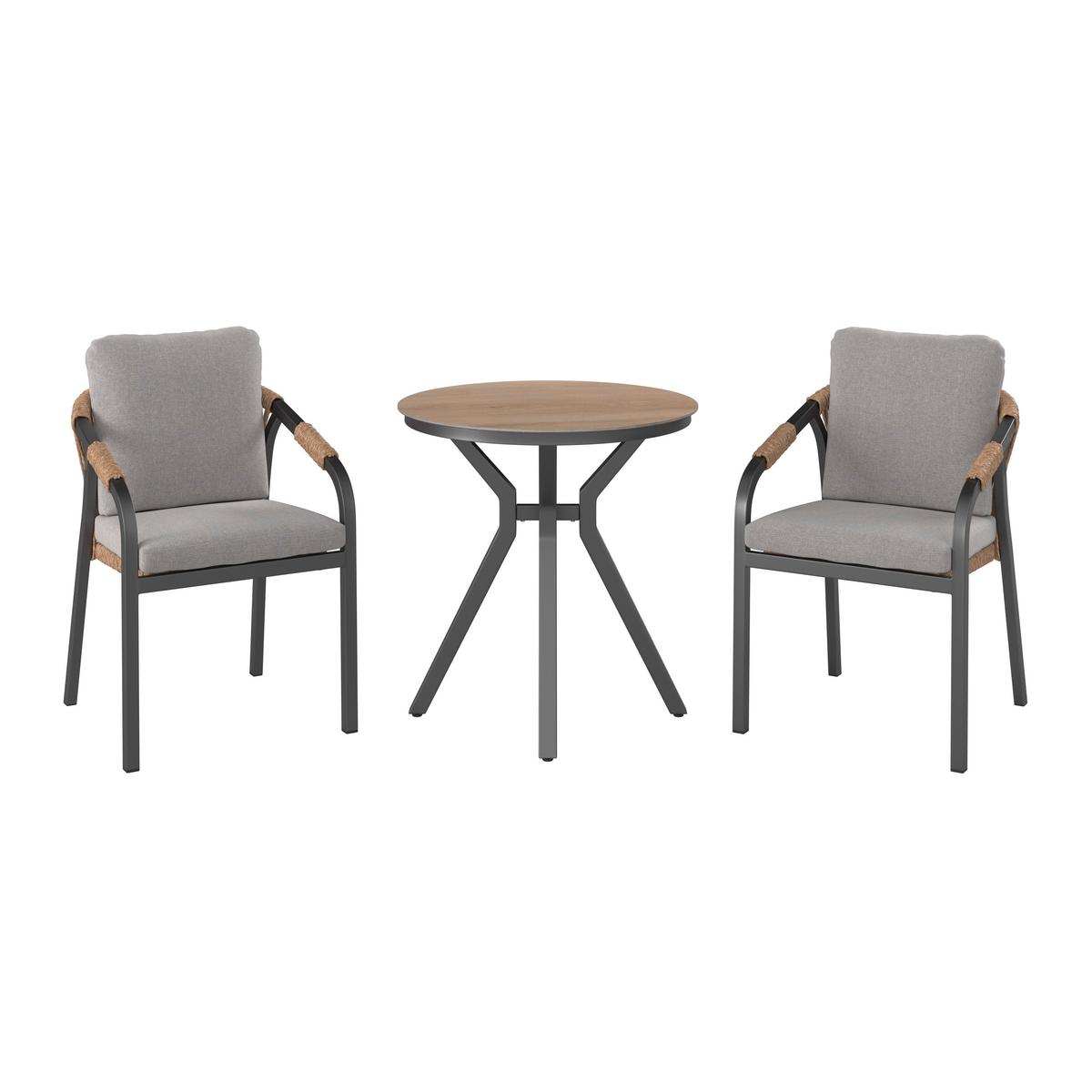 Balkonski Set Justin - siva/tamno siva, Moderno, tekstil/metal (70/74/70cm) - Mömax