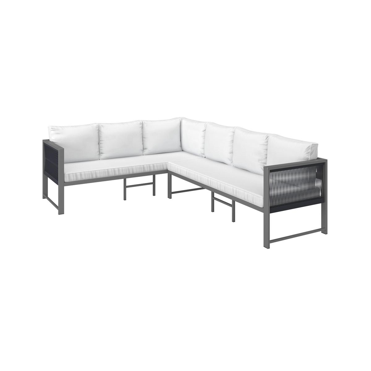 DiningLoungeset Pergolina Weiß Metall/Outdoorstoff +Abdeckung - Schwarz/Weiß, MODERN, Kunststoff/Textil (194/245cm) - Bessagi Garden