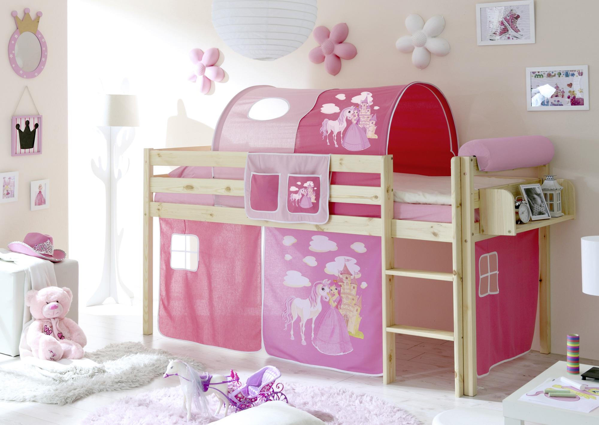 Spielbett Holz Malte ca. 90x200 cm Rosa - Pink/Naturfarben, Natur, Holz (90/200cm) - MID.YOU