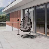 Hängesessel Kreta Braun/Schwarz/Hellgrau - Hellgrau/Schwarz, Basics, Kunststoff/Textil (95/195/95cm) - Mömax