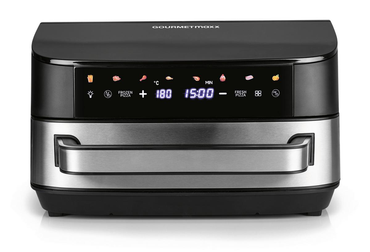 FRYTKOWNICA BEZTŁUSZCZOWA 16428 - kolor srebrny/czarny, Basics, tworzywo sztuczne/metal (32,5/41/24cm) - GOURMETMAXX